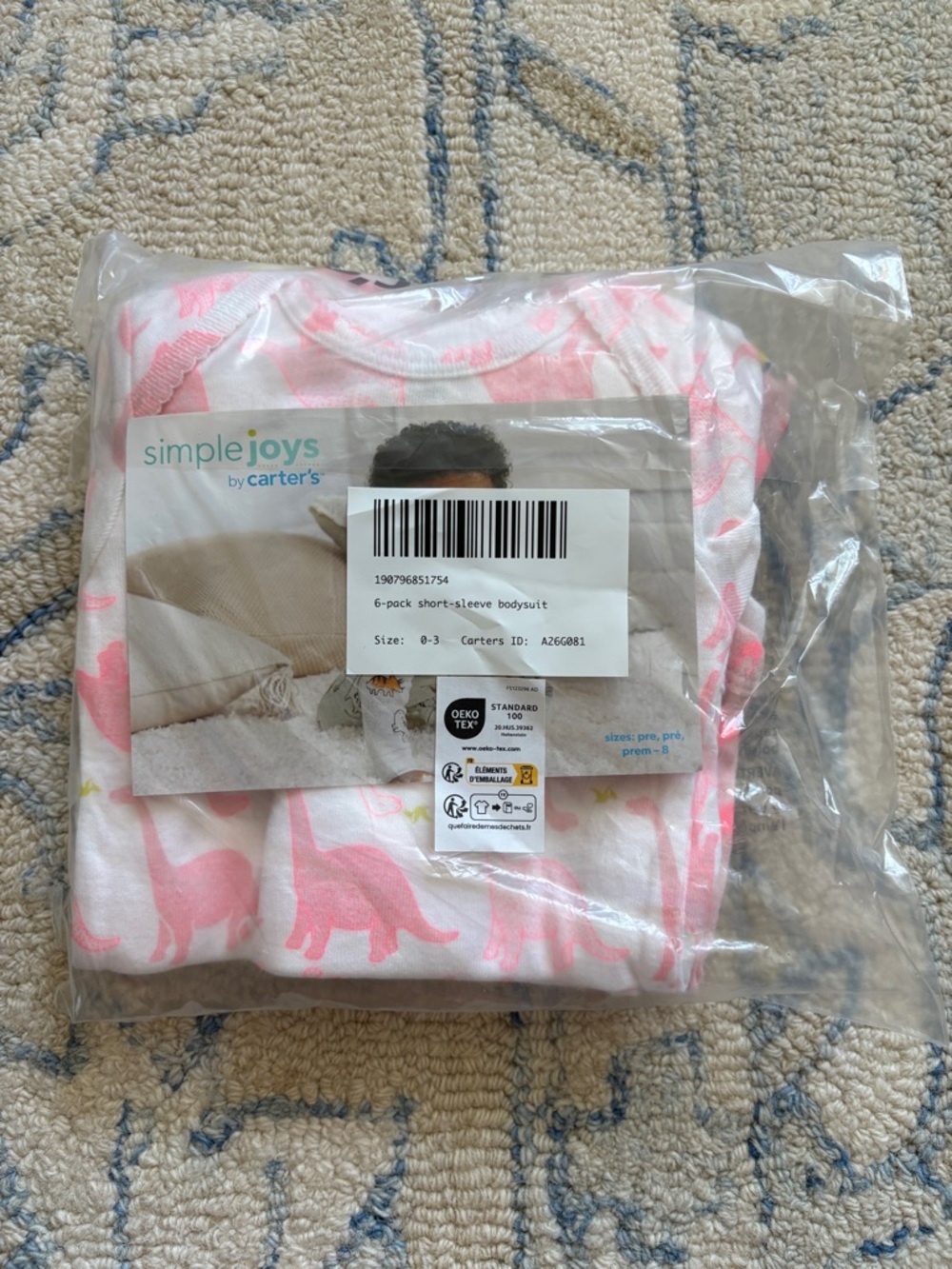 NWT Simple Joys by Carter’s 6 Pack Short-Sleeve Bodysuits